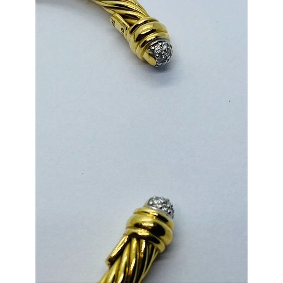 SOLD!!! DAVID YURMAN 18K YELLOW GOLD AND DIAMOND CLASSIC CABLE BANGLE - Picture 9 of 11